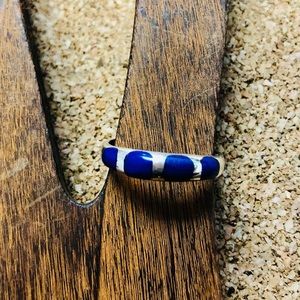 Sterling Silver Inlay Lapis Stone Ring 925 Size 6